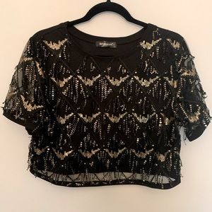 Allegra K crop black top . Size L